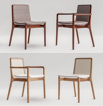 New Chinese style single chair dining chair 3d model