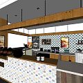 Modern Bubble Tea Shop Interior With Counter Drinks Display And Menu Posters