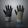 Work Safety Heat Resistant Gloves With Black Palm And Beige Canvas Cuff Blue Trim