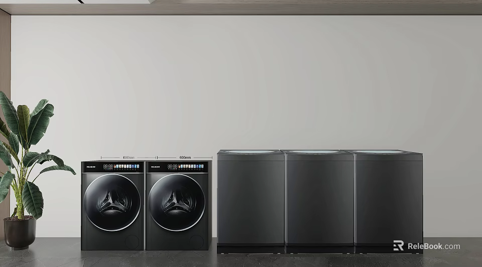 Modern Black Washing Machines With Sleek Design And Control Panel Features 3d model 