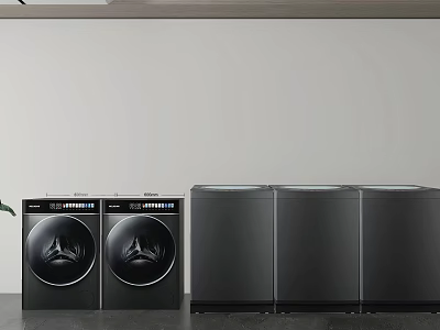 Modern Black Washing Machines With Sleek Design And Control Panel Features 3d model