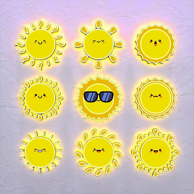 21 Children's Day Wall Decoration Wall Painting Children's Room Wall Painting Children's Cartoon Sun Decoration Painting Rainbow Decoration 3d model