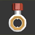 Red Handle Silver Body Ball Valve With Golden Threaded Connections And Metal Construction