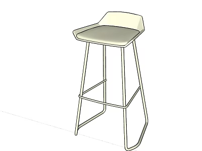 Modern Bar Stool With Light Padded Seat And Sleek Metal Frame Design 3d model