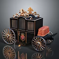 Ornate Black Carriage With Golden Decorations Red Chest Detailed Wheels And Royal Crest