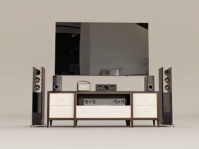 Modern TV Stand With TV Speakers Drawers And Storage In Living Room 3d model