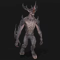 Horned Game Movie Character With Spiked Textured Muscular Body And Mythical Features