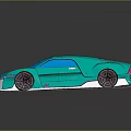Turquoise Futuristic Car With Sleek Design And Unique Pink Accent Wheels