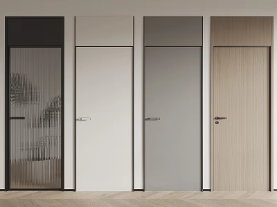 Modern Hinged Doors in Black White Gray and Wood Finishes for Home Interiors 3d model