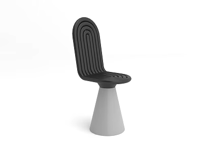 Modern Leisure Chair With Black Wavy Backrest And White Cone Base 3d model