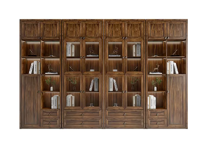 New Chinese Style Bookcase Solid Wood Bookcase Ebony Bookcase Combination 3d model