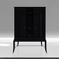 Modern Minimalist Display Cabinet With Glass Doors Drawers And Slim Legs
