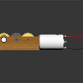 Mechanical Gear System With Wooden Frame Yellow Gray Gears White Motor And Wires