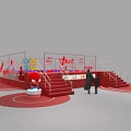 Vibrant Interactive Area Design With Red Frame Colorful Interactive Elements And Circular Zones 3d model