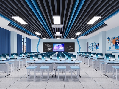 Modern Classroom Computer Classroom 3d model