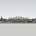 Ancient Architecture Featuring Intricate Dragon Sculptures Along Traditional Corridor Under Blue Sky