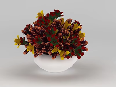 Tech Exhibition Hall Interior Featuring White Vase With Red And Yellow Flowers 3d model
