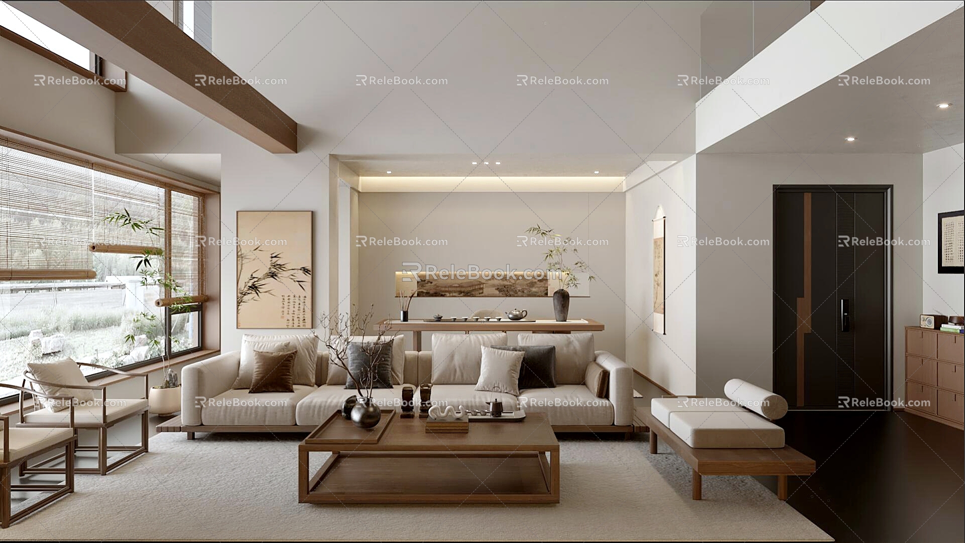 Living room Chinese living room Song style living room 3d model