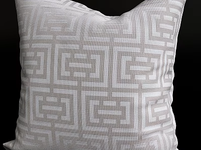 Modern Decorative Throw Pillow in Gray and White Geometric Pattern Design 3d model