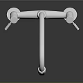 Silver Kitchen Faucet with Double Handles Yellow Base Modern Design and Shiny Metal Finish