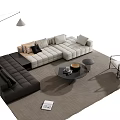 Modern Sofa And Coffee Table Combination With Floor Lamp Accent Chair And Area Rug
