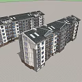 Modern Multi Story Apartment Buildings Exterior With Balconies And Garage Doors
