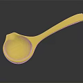 Ceramic Spoon With Pink And White Color Smooth Handle On Dark Reflective Background