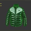 Shiny Iridescent Puffer Jacket With White Panel And Modern Zipper Design