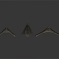 Three Dark Metallic Tent Like Structures With Textured Surfaces On White Background 3d model