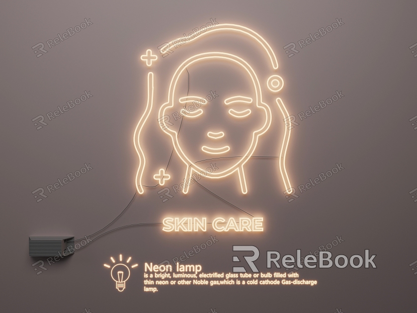 Neon Light Luminous Word Facial Care Skin Care model