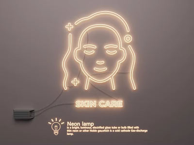 Face Shaped Neon Light Combination For Modern Skin Care Salon Decoration 3d model