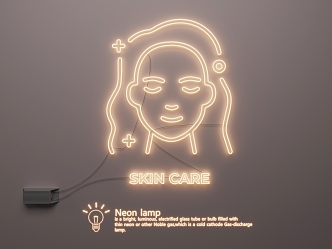 Neon Light Luminous Word Facial Care Skin Care 3d model