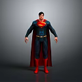 Man In Superman Costume With Red Cape Blue Suit And S Symbol