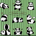 Cute Panda Wall Decor Featuring Various Playful Poses and Stylish Design 3d model