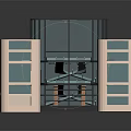 Cartoon Scene Featuring Pink Pillars Black Roof Frame Structure and Multi Layer Platforms