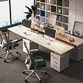 Office Desk and Chair Public Office 3d model