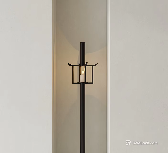 Contemporary Style Decorative Ornament Set Featuring Lantern Shape Black Metal Frame Home Decor 3d model 