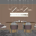 Modern Elegant Dining Table Set With Chairs Pendant Lights And Wall Art 3d model
