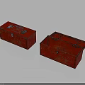 Red Storage Boxes With Metal Latches And Handles In Rustic Design 3d model