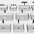 Modern Rectangular Washbasins With Various Designs For Bathroom Interiors 3d model