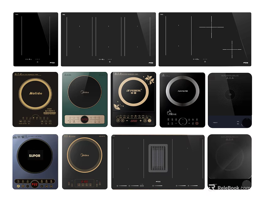 Modern Induction Cooktops With Various Designs As Essential Kitchen Appliances 3d model