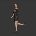 Woman In Black Off Shoulder Dress With Updo Hairstyle Posing Elegantly In High Heels