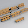 Wooden Outdoor Benches with Metal Frames Modern Design for Park Garden Use