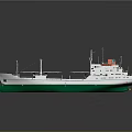 Modern Green and White Marine Transport Vessel with Deck Equipment and Storage Tanks