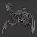 Mechanical Spider Robot With Metallic Claws Yellow Accents And Flame Effects 3d model