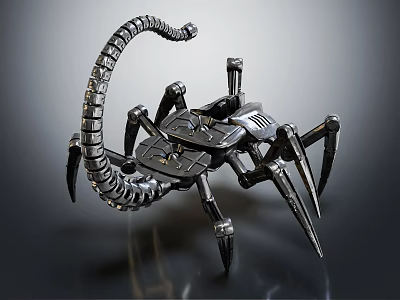 Mechanical Scorpion With Detailed Metal Structure And Robotic Design Elements 3d model