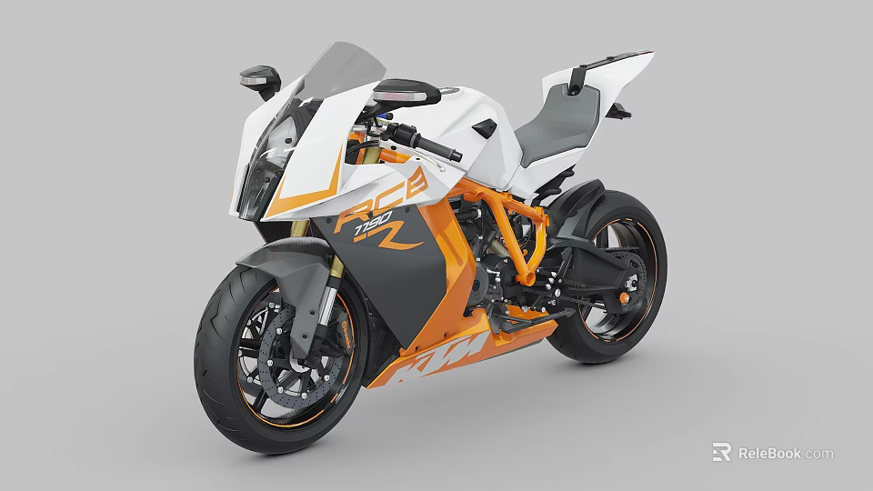 Sleek White Orange Black Sport Motorcycle With Streamlined Body Racing Seat And Alloy Wheels 3d model 