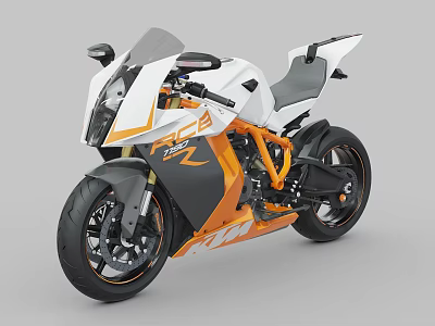 Sleek White Orange Black Sport Motorcycle With Streamlined Body Racing Seat And Alloy Wheels 3d model