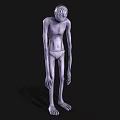 Slim Eerie Game Movie Character With Pale Skin Long Limbs And Head Patterns