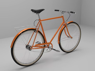 Orange Classic Bicycle With Black Saddle Sleek Frame And Chrome Accents 3d model